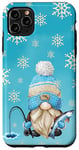 Coque pour iPhone 11 Pro Max Blue Winter Gnome Snowflakes For Men Who Loves Ice Fishing