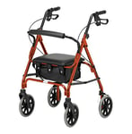 Days Lightweight Folding Four Wheel Rollator Walker with Padded Seat, Lockable Brakes, Ergonomic Handles, & Carry Bag, Limited Mobility Aid, Russet Orange, Medium, (Eligible for VAT relief in the UK)