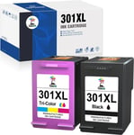 Lot de Cartouches d'encre 301,301XL compatibles avec HP 301 pour HP Envy 4500 5530 4502 DeskJet 2540 1000 1010 Offic2620 4630 (Noir,Couleur)