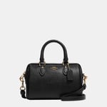 Coach Womens Crossgrain Leather Mini Rowan Crossbody Bag - Black - One Size