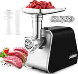 COOCHEER Hachoir à Viande Électrique 2000W, Machine à Viande en Acier Inoxydable 3-en-1 avec 3 Plaques de Perforation, Remplisseur de Saucisses & Accessoire Kibbe, Machine à Saucisses pour la Cuisine