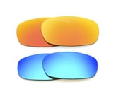 NEW POLARIZED CUSTOM FIRE/BLUE LENS FOR OAKLEY SQUARE WIRE 2.0 SUNGLASSES