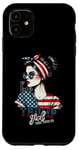 Coque pour iPhone 11 Trump Girl Messy Bun Trump 2024 Élection Drapeau américain