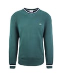 Lacoste Logo Mens Green Sweater Cotton - Size X-Large