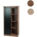 Armoire HWC-K75 - commode Highboard - porte coulissante 8 compartiments de rangement - aspect bois métal industriel 163x76x38cm