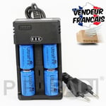 CHARGEUR RS-93 + 4 PILES ACCU RECHARGEABLE CR123A CR123 16340 3.7v 1200mAH #13