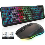 KLIM Blaze & Chroma - Nouveauté 2024 - Pack Clavier Souris Gamer sans Fil AZERTY - Durable, Ergonomique - Ensemble Clavier Souris sans Fil Gaming pour PC, Mac, PS4 PS5 - Batterie résistante intégrée