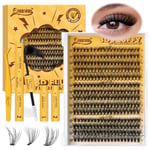 QUEWEL Fluffy Cluster-Lashes Kit 30D+40D+50D Individual-Lashes Kit 280 Pcs Mix10-16mm D Curl Fluffy Lash Clusters with Bond and Seal DIY Lash Extension at Home(Fluffy-30D+40D+50D-KIT)