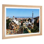 Big Box Art Framed Print of PARC Guell Gaudi Barcelona Spain Design | Wall Art Picture | Home Decor for Kitchen, Living Room, Bedroom, Hallway, Oak, A2 / 24.5x18 Inch / 62x45cm