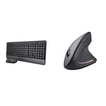 Trust Trezo Ensemble Clavier Souris sans Fil, Configuration AZERTY Français, Batterie Longue Durée 48 Mois, 2.4 GHz & Verto Souris sans Fil, Souris Verticale Ergonomique, 800-1600 DPI, 6 Boutons