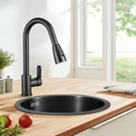 (15.7in)Undermount Small Kitchen Sink Professional Nano Black Stainless Steel