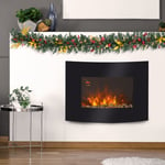 LED Backlit Fireplace Electric Wall Mounted Fire Place 7 Colour Heater 1800W