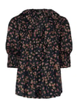 Lauren Ralph Lauren Floral Cotton Voile Puff-Sleeve Blouse Marinblå