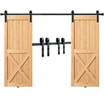 Kits de Quincaillerie de Porte - VEVOR - Kit Quincaillerie Rail Porte Coulissante Double de Grange 244 cm Cintre J