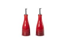 Le Creuset Stoneware Oil and Vinegar Bottle Set, 0.24 L, Cerise, 91001700060000