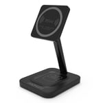 PROMATE 15W High Speed Magnetic Wireless Phone Charger with 5W Qi Airpod Wireless Charging Pad. Charging Distance 6mm, Anti Slip Surface, Multi Angle Viewing. STOCK CLEARANCE 30% OFF (p/n: AURABASE-15W.BLK)