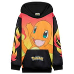 Pokémon Sweats à Capuche Garçon, Sweat Shirt avec Manches à Poignets - Cadeau Enfant (Noir/Rouge Salamèche, 11-12 Ans)