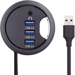 Hub répartiteur USB 3.0,carte son 3 ports USB multiport extenseur de 60 mm pour bureau,station d'accueil,casque,micro interface audio pour ordinateur de bureau(Q549)