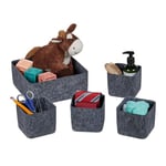 Relaxdays Panier Rangement, 5 pièces, Organiseur pour Le tiroir ou l’Armoire, Pliable, 2 Tailles, Gris