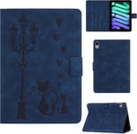 Coque Pour Ipad Mini 7 2024 7 Génération (A17 Pro)/Ipad Mini 6 2021 6 Génération 8.3 Pouces Housse En Similicuir Avec Support, Un Couple De Chats Amoureux Sous Le Lampadaire Imprim[Coq103968]