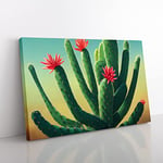 Feisty Cactus Canvas Wall Art Print Ready to Hang, Framed Picture for Living Room Bedroom Home Office Décor, 76x50 cm (30x20 Inch)