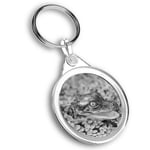 Keyring Circle - BW - Baby Alligator Swamp Wild Fun  #38268