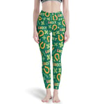 Ballbollbll Pantalon de yoga taille haute et contrôle du ventre stretch pour femme St Patrick's Day - Pour yoga, course à pied, loisirs quotidiens - Blanc - Taille 4XL