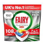 Fairy Platinum Plus All-in-1 108 Dishwasher Tablets, Fairy Dishwasher Tablets Platinum Plus, Lemon, Our Best Cleaning For A Clean Like New, Fights All Grease & Prevents Limescale