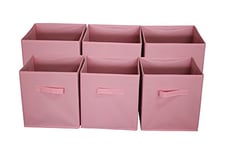 Sodynee Lot de 6 paniers de rangement pliables en tissu polypropylène (PP), rose, 27,9 x 26,7 x 26,7 cm