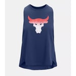 Under Armour Project Rock Bull Womens Navy Blue Tank Top Cotton - Size X-Large