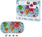 JANOD BATH EXPLORERS WORLD MAP JIGSAW IN THE TUB 28 PIECES - BATH TOY 47 X 24 CM