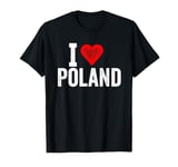 Funny Design Retro I Love Poland with a Red Heart T-Shirt