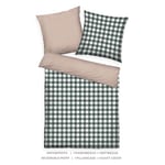 Herding Linge de lit Tom Tailor, 80x80 cm + 135x200 cm, 100% Coton/Flanelle, avec Motif réversible et Fermeture éclair colorée, Classic Check Green, Brown (Forest & Rusty Red)