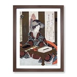 Lady Writing A Poem By Yashima Gakutei Asian Japanese Framed Wall Art Print, Ready to Hang Picture for Living Room Bedroom Home Office Décor, Walnut A3 (34 x 46 cm)