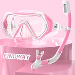 Findway Masque Plongée Adulte, Masque de Plongée avec Masque à Large Vue et Tuba, Lunettes de Natation avec Couvre-Nez, en Verre trempé, Masque Snorkeling pour la Natation et la Plongée