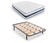 HOGAR24 ES Lit Complet | Sommier à Lattes Larges + Matelas à mémoire de Forme MultiCare Class | Comprend Un Ensemble de Pieds filetés de 25 cm | Dimensions : 135 x 190 cm