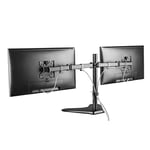 ProperAV Desk Monitor Mount Dual Swing Arm Free Standing Base 17'' 19" 21" 22" 23" 24" 27" 32'' VESA Max 100x100 Height Max 420mm