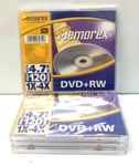 4 Memorex Blank DVD+RW discs 4.7GB 120 mins Rewritable in Jewel Case sealed