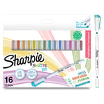 SHARPIE S-Note Duo Surligneurs | Marqueurs créatifs à double pointe pastel | Pointe ogive et biseautée pour surligner, dessiner, égayer votre journal et bien plus | 16 pièces