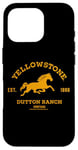 Coque pour iPhone 16 Pro Yellowstone Dutton Ranch Est. 1886 Running Horse Brown Logo