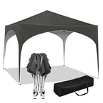 WOLTU Pare-Soleil Tente de Fête Pliante , Pop-Up Tonnelle de Jardin avec Toit en Demi-Cercle pour Marché en Plein Air, Auvent Imperméable, avec Pieds Réglables,3x3m Gris