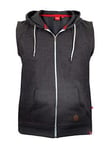 D555 Sleeveless Zip Through Hoodie - Charcoal Melange, Charcoal Melange, Size 4Xl, Men