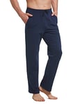 BALEAF Pantalon de survêtement décontracté en coton pour homme, pantalon de yoga, pantalon de survêtement à jambe droite avec poches, A-bleu marine., Taille S