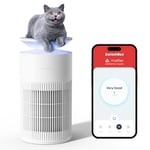 SwitchBot Purificateur D'air Avec Application Et Veilleuse, CADR 400m³/h, Jusqu'à 83㎡, Filtre HEPA Élimine 99.97% Moisissures Poussières, Mode Sommeil 20dB, Mode Animaux Pour Familles Avec Animaux