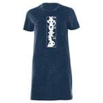 Pokemon Generation 8 Monochrome Starters Women's T-Shirt Dress - Navy Acid Wash - XXL