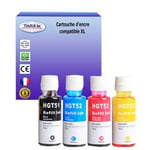 4 Bouteilles d'encre compatibles avec HP Smart Tank Plus 551, 555, 559, 570 remplace HP GT51 / GT52 (Noire+Couleur) - T3AZUR