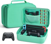 Etui Pour Ns Switch/Switch Oled Deluxe Housse De Transport À Coque Rigide Pour Console Switch, Switch Dock, Câble Hdmi, Manette Pro Et 10 Game Cart (Green)[YIN145560]