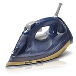 Breville SuperSteam Steam Iron | 2600W | Ceramic Soleplate | 190g Steam Shot | 300ml Water Tank | Navy and Polished Brass [VIN413]