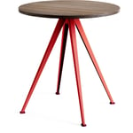 Pyramid 21 Bistro Table Ø70 cm, Tomato Red / Dark Oiled Oak