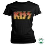 Hybris KISS Distressed Logotype Organisk T-shirt Tjej (Black,XL)